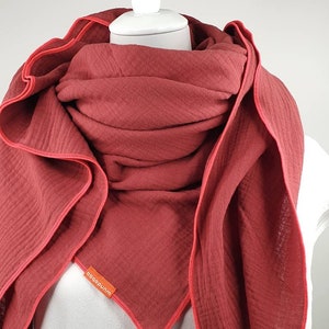 COTTON CLOTH RED, red muslin cloth, scarf muslin, red cotton cloth, red pink cloth, 100% cotton, 51" x 51", large cloth