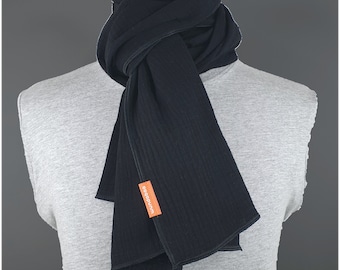 Light and elegant muslin scarf black, border colors selectable in light brown, black, grey-olive