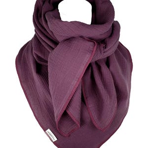 Bufanda de algodón, bufanda de muselina berenjena para mujer y niños, bufanda grande de algodón de invierno, varios tamaños, 100% algodón!