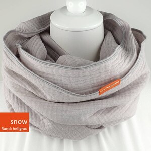 MUSSELIN LOOP, Musselin Tuch, Infinity Schal, hochwertiges Halstuch aus Musselin unisex, 100% Baumwolle, double gauze snow