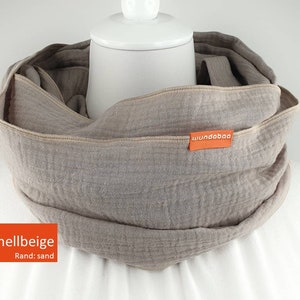 MUSSELIN LOOP, Musselin Tuch, Infinity Schal, hochwertiges Halstuch aus Musselin unisex, 100% Baumwolle, double gauze hellbeige