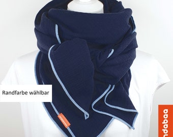 Muslin cloth ladies dark blue, large cotton cloth, large neckerchief, 100% cotton, 51" x 51", muslin cloth, high quality!