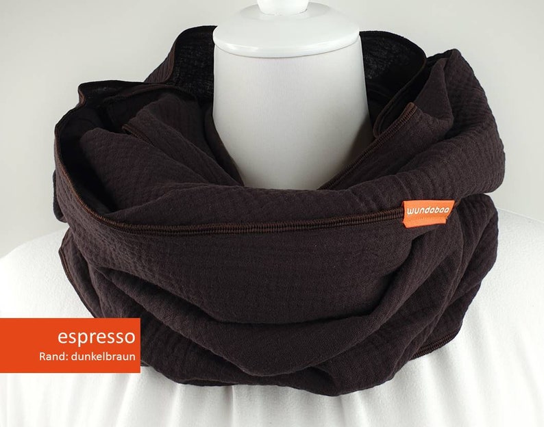 MUSSELIN LOOP, Musselin Tuch, Infinity Schal, hochwertiges Halstuch aus Musselin unisex, 100% Baumwolle, double gauze espresso