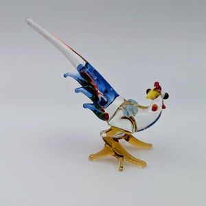Colorful Vintage Hand Blown Murano Inspired Art Glass Pheasant / Bird