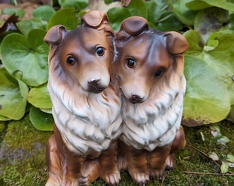 Vintage 1950s Rossini Japan Porcelain Pair of Collie Dogs Figurine