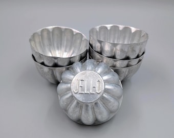 Set of 6 Vintage Jell-O Brand Aluminum Individual Molds | Mid-Century Kitchenware