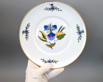 Antique Royal Copenhagen Folk Art Floral Porcelain Plate - Rare "Danmark" Backstamp