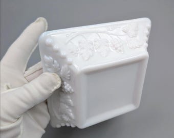 Vintage Westmoreland Milk Glass Square Ashtray - Mid-Century Trinket Dish