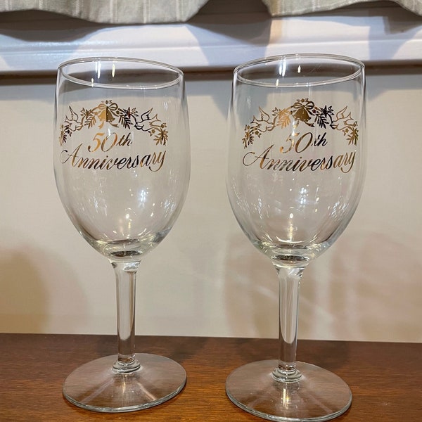 50th Anniversary Wine Glasses Etsy