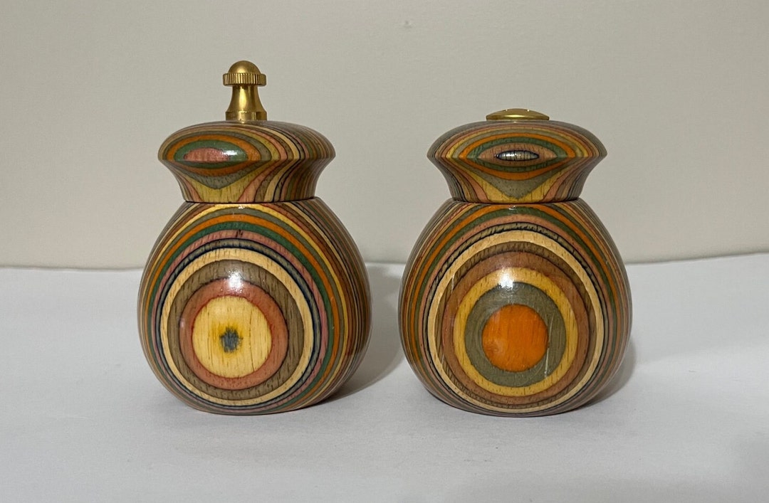 Vintage Mr Dudley Salt Shaker and Pepper Mill Grinder Wood Etsy
