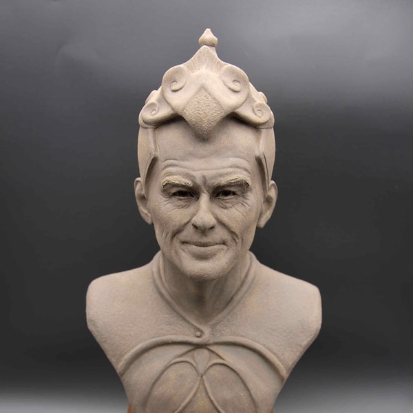 Buste homme en grès noir chamotté. Sculpture artisanale buste en céramique fait main. Sculpture de collection pour cadeau, décoration