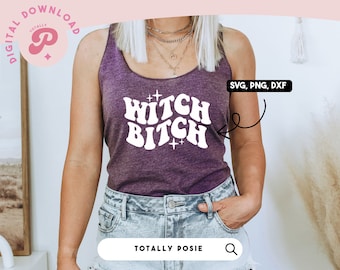 Witch Bitch SVG | Retro Halloween SVG, Fall, Spooky, Groovy Text, Witchy Design, Autumn | Silhouette Cameo, Cricut DIY | Commercial License