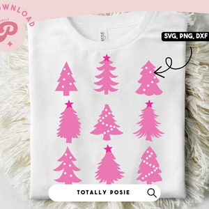 Pink Christmas Tree SVG | Retro Christmas, Festive, Naughty & Nice, Santa&#39;s List, Groovy | Silhouette Cameo, Cricut DIY | Commercial License