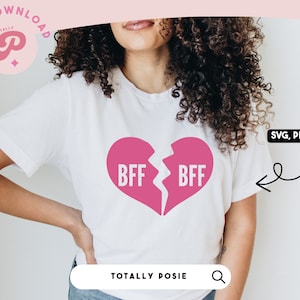 BFF Broken Heart SVG | Galentine&#39;s Day, Heart Broken, Anti Valentine&#39;s, Valentine&#39;s Day | Silhouette Cameo, Cricut DIY | Commercial License