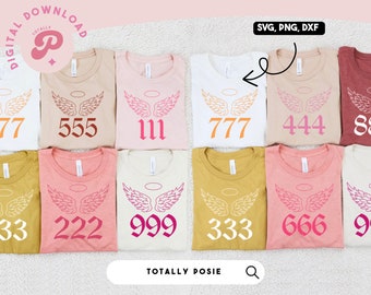 Numéros d’ange SVG Bundle | Angel Aesthetic SVG, Spirituel, Tendance, Numéros Chanceux, Halo | Camée silhouette, Cricut DIY | Licence commerciale