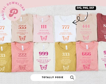 Numéros d’ange SVG Bundle | Angel Aesthetic SVG, Spirituel, Tendance, Numéros Chanceux, Halo | Camée silhouette, Cricut DIY | Licence commerciale