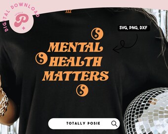 Geestelijke gezondheid is belangrijk SVG | Geestelijke gezondheid, groovy, retro, eigenliefde, golvende tekst | Silhouette cameo, Cricut DIY | Commerciële licentie