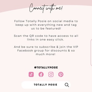 Puede incluir: Un gr&aacute;fico rosa y blanco con el texto "Totally Posie" y un logotipo rosa "P". El gr&aacute;fico incluye un c&oacute;digo QR, iconos de redes sociales y el texto "Connect with me!"  "&iexcl;Sigue a Totally Posie en las redes sociales para mantenerte al d&iacute;a con todo lo nuevo y etiqu&eacute;tanos para que te destaques!" "Escanea el c&oacute;digo QR para tener acceso a todos los enlaces con un solo clic." "&iexcl;Y aseg&uacute;rate de suscribirte y unirte al grupo VIP de Facebook para obtener descuentos y mucho m&aacute;s!" "SCAN FOR 60% OFF ALL FILES!"  "@TOTALLYPOSIE" "TOTALLY POSIE"