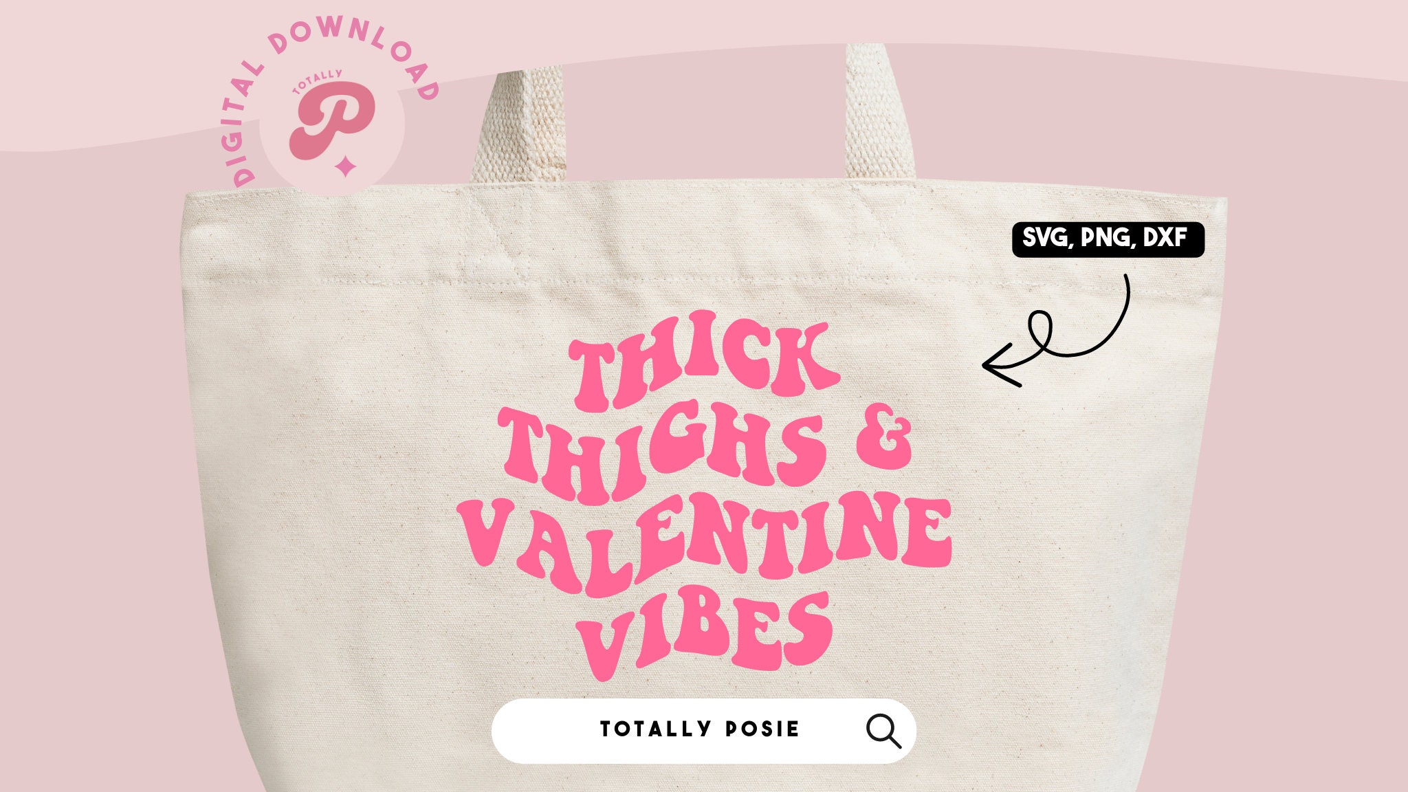 Thick Thighs & Valentine Vibes SVG | Body Positivity, Vday, Love, Heart ...