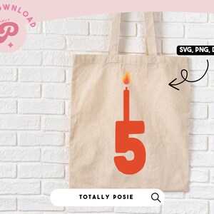 Five Birthday Candle SVG | Birthday, Celebrate, 5th Birthday, Party, Birthday Girl SVG | Silhouette Cameo, Cricut DIY | Commercial License