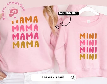 Mommy & Me SVG | Mom and Daughter Matching Shirt SVG, Girl Mama, Mom Life, Retro Mommy | Silhouette Cameo, Cricut DIY | Commercial License