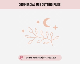 Crescent Moon SVG | Bohemian, Boho, Celestial, Moon & Stars, Constellation, Magic, Witch | Silhouette Cameo, Cricut DIY | Commercial License