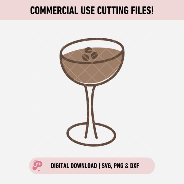 Espresso Martini SVG | Preppy Bow, Coquette, Coffee Beans, Cocktail, Pink Bow, Coffee | Silhouette Cameo, Cricut DIY | Commercial License