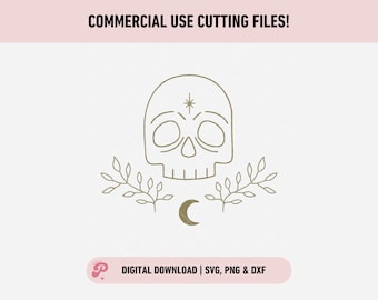 Skull SVG | Bohemian, Boho, Celestial, Moon & Stars, Constellation, Magical, Witch | Silhouette Cameo, Cricut DIY | Commercial License
