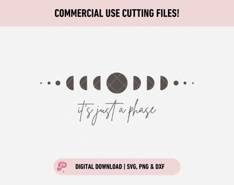 Moon Phase SVG | Bohemian, Boho, Celestial, Moon & Stars, Constellation, Magical, Witch | Silhouette Cameo, Cricut DIY | Commercial License