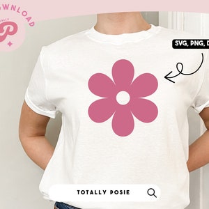 Pink Daisy SVG | Clipart, Doodles, Plants Graphic, Vector SVG, Sticker, Printable, Mini | Silhouette Cameo, Cricut DIY | Commercial License