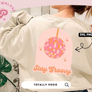 Orange Stay Groovy SVG | Disco Ball, Retro, Groovy Disco, Trendy T-Shirt Design, DIY Cut | Silhouette Cameo, Cricut DIY | Commercial License
