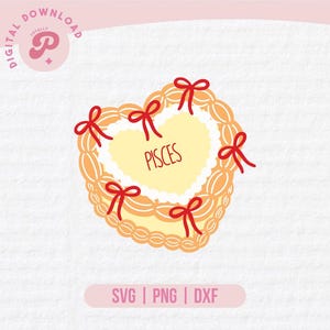 Pisces SVG | Pisces Vintage Heart Cake, Heart Cake, Zodiac SVG, Zodiac Sign, Horoscope Symbols | Silhouette, Cricut DIY | Commercial License