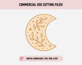Crescent Moon SVG | Bohemian, Boho, Celestial, Moon & Stars, Constellation, Magic, Witch | Silhouette Cameo, Cricut DIY | Commercial License