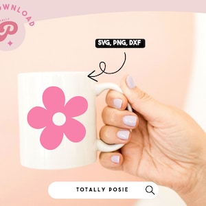 Pink Daisy SVG | Clipart, Doodles, Plants Graphic, Vector SVG, Sticker, Printable, Mini | Silhouette Cameo, Cricut DIY | Commercial License
