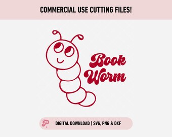 Buch-Wurm SVG | Lesen, Gebucht, Spicy Bücher, Schmuddeliger Leser, Bücherwurm, Buchliebhaber, Wurm | Silhouette Cameo, Cricut DIY | Kommerzielle Lizenz