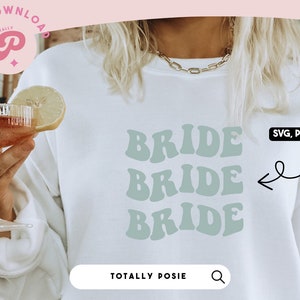 Bride SVG | Wife, Bridal Party, Wedding, Bachelorette Party, Bach Shirts | Wavy Text | Silhouette Cameo, Cricut DIY | Commercial License