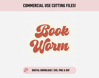 Gusano de libros SVG / Lectura, Libros picantes, Lector obsceno, Amante de los libros, Gusano / Silhouette Cameo, Cricut DIY / Licencia comercial