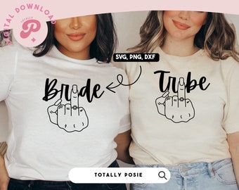 Bride Tribe SVG | Bridal Party, Bridesmaid, Wedding Finger, Diamond Ring, I Do | Digital, Silhouette Cameo, Cricut DIY | Commercial License