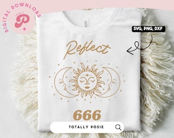 エンジェルナンバーSVG | 666、反射、ボヘミアンムーン、天体、ボヘミアンサン、星座 | シルエットカメオ、クリカットDIY | 商用ライセンス