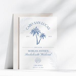 Cabo Bachelorette Invitation and Itinerary, Mexico Bachelorette, Beach Bach