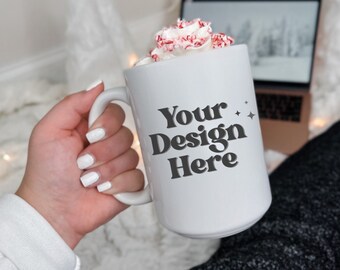 Kerst Mok Mockup, Kerst Mockup, 15 oz Koffie Mug Mockup, Mug Mockup, Witte Koffie Mok Mockup, Witte Mok Mockup, Vakantie Mok