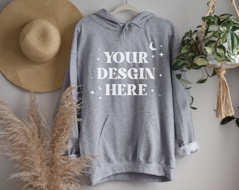 Boho Mockup, Gildan 18500 Mockup, Sport Grey Gildan Mockup, 18500 Mockup, Hoodie Mockup, Gildan Hoodie Mockup, Mockup, Hooded Sweatshirt
