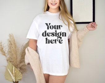 C1717 Mockup, Comfort Colors Mock Ups, T-Shirt Mockup, Oversized Shirt Mockup, White Comfort Colors Mockup, 1717 Mockup, Model Mockup