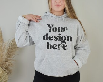 18500 Hoodie Mockup, Ash Gildan Mockup, Model Mockup, Hooded Sweatshirt Mock Up, Gildan Ash 18500, Gildan 18500 Mockup, Gildan Hoodie Mockup
