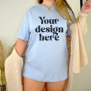 3001 Mockup, T-Shirt Mockup, BC3001 Mockup, Model Mockup, 3001 Mockups, Bella Canvas 3001 Mockups, 3001 Bella Canvas Light Blue Mockup