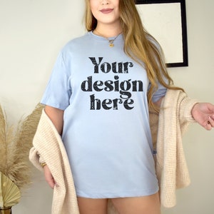 3001 Mockup, T-Shirt Mockup, BC3001 Mockup, Model Mockup, 3001 Mockups, Bella Canvas 3001 Mockups, 3001 Bella Canvas Light Blue Mockup