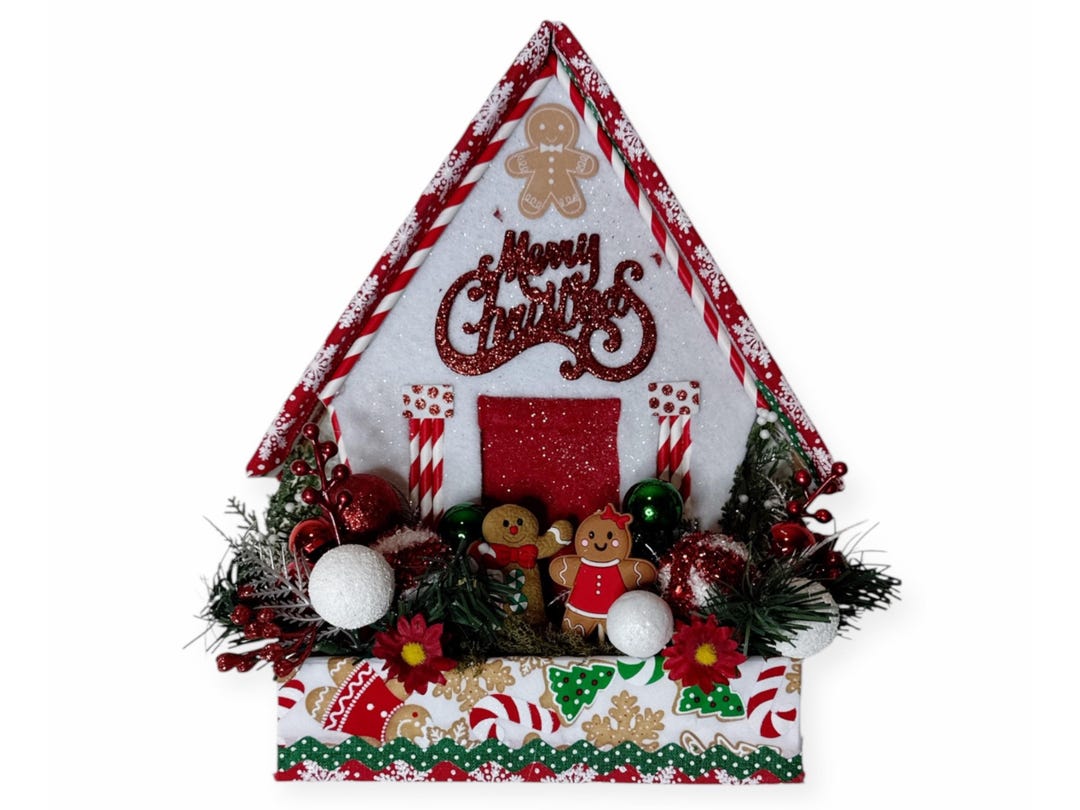 Gingerbread House Christmas Wreath Attachment Door Hanger Wall Decor ...