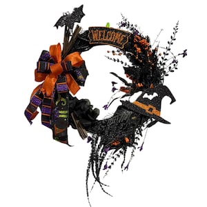 Handmade Halloween Witch Wreath: Spooky Welcome Front Door Decor