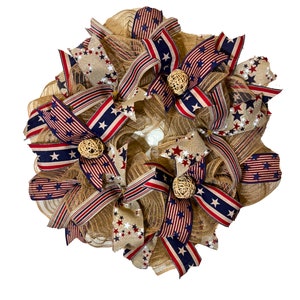 Patriotic Burlap Wreath: Americana 4th of July Decor