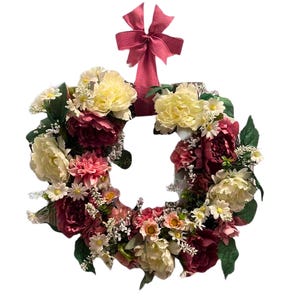 Pink & White Floral Wreath: Spring Summer Grapevine Door Decor